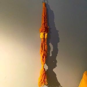 Handmade macrame planter hanger with large ceramic owl details